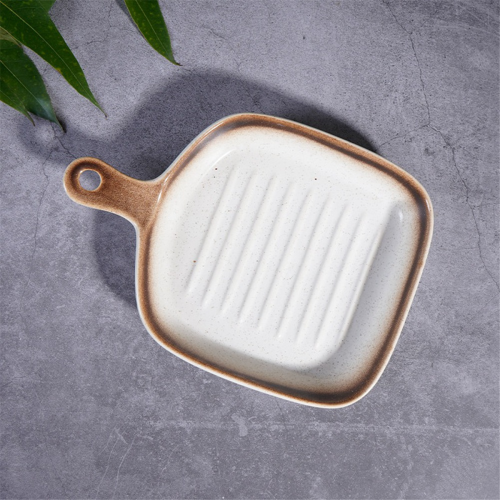Ceramic Oven Griddle Dishes Baking Western Food Plate,Blue 2