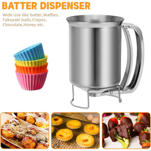 2 in 1 Stainless Steel 800Ml Batter Dispenser with Handle Baking Tool 2