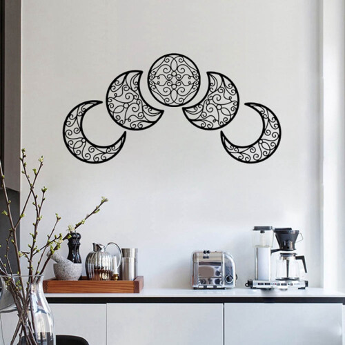 5Pcs Wooden Moon Wall Decor for Home Creatives Cycle 2