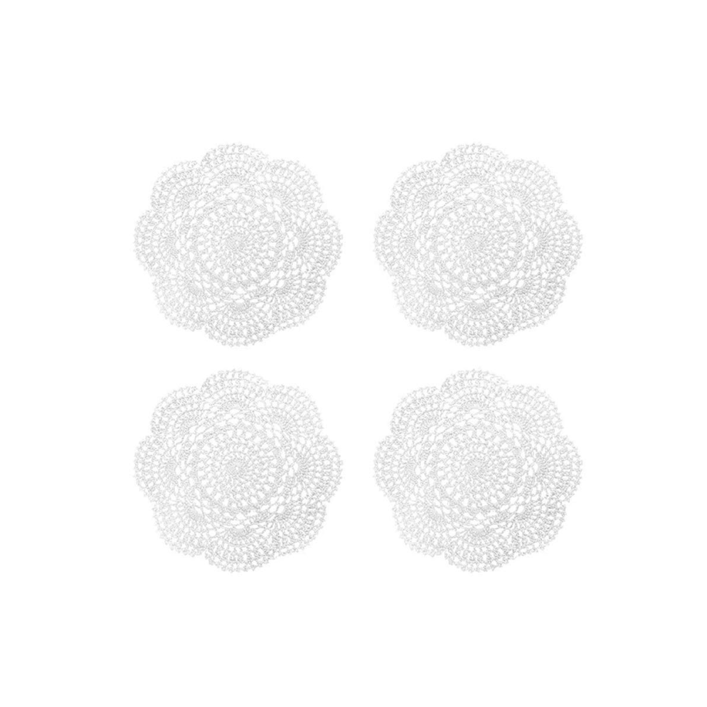 Exogio 4Pcs 8.6 Inch Doilies Crochet Round Lace (White) White