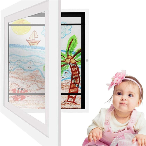 Kids Art Frames Front Opening Artwork Display Storage (White) 2