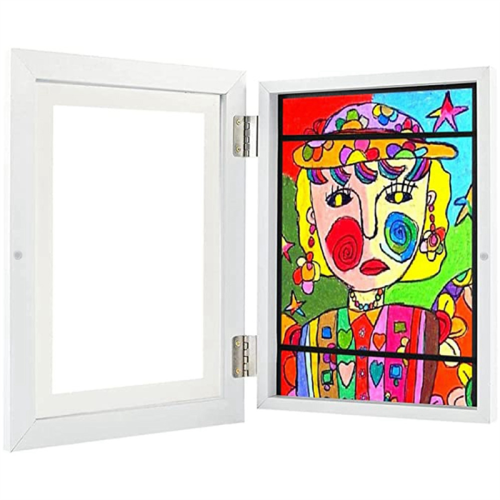 Kids Art Frames Front Opening Artwork Display Storage (White)
