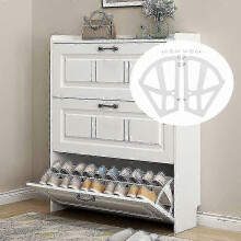 2024 Home Storage Cabinet with Double Shelves Shoe Rack and White Drawer - Excellent Quality