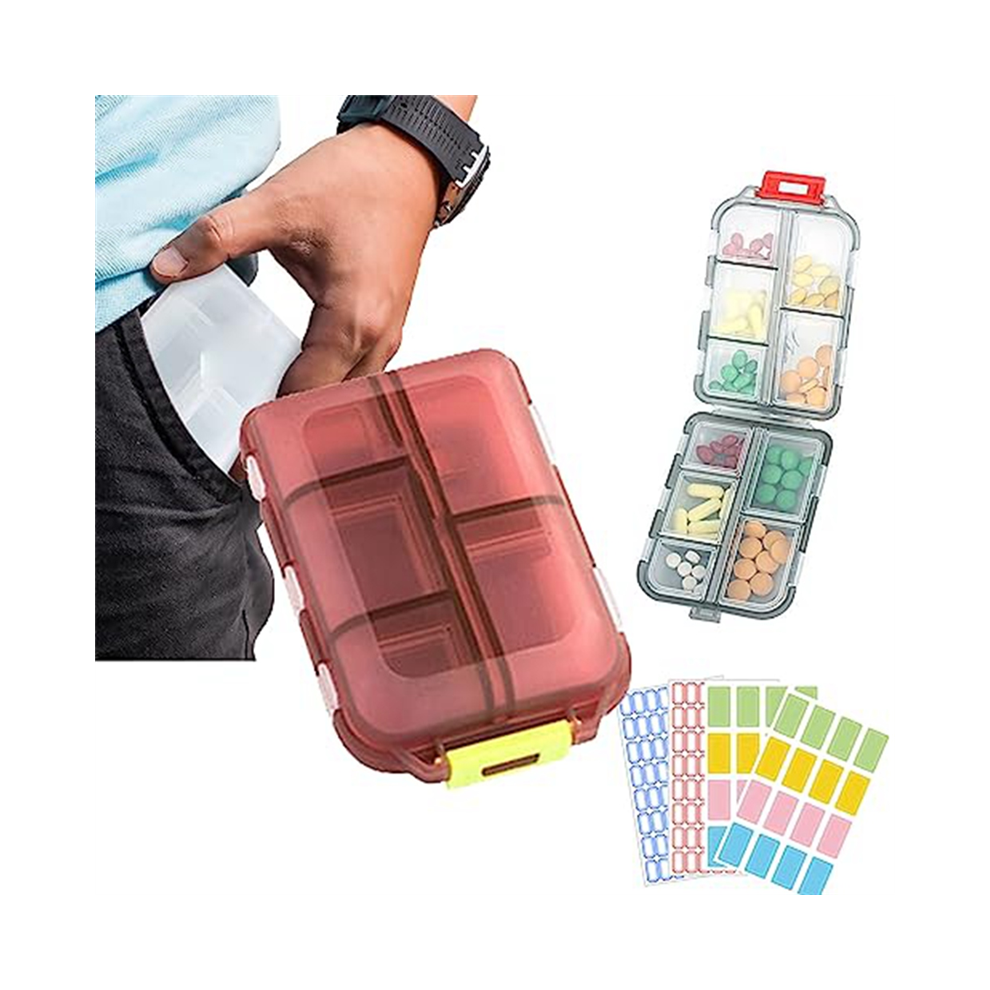 Exogio Med Wallet Pills With Labels, Pill Organizer, Case, D