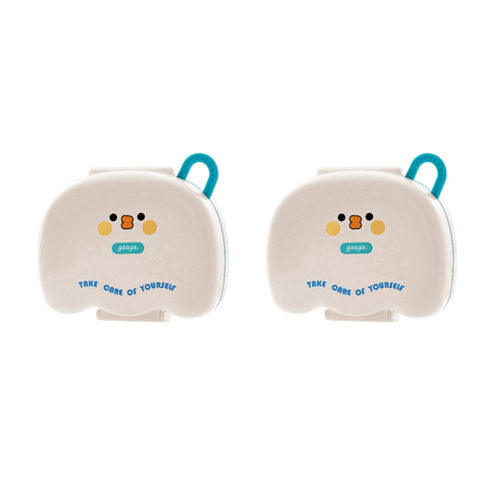 Exogio 2Pcs Round Portable Plastic Medicine Box