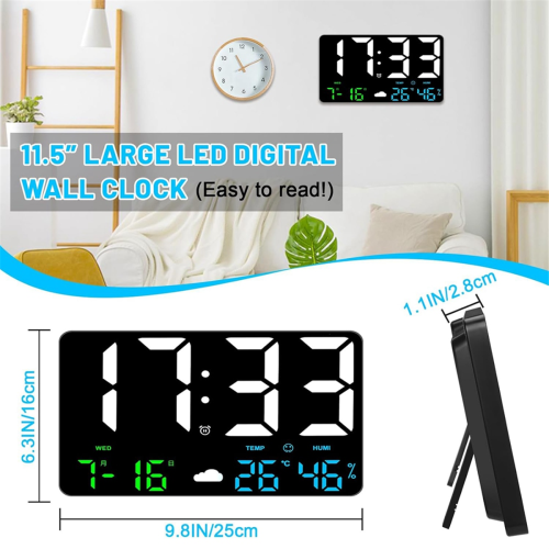 Digital Wall Clock Large Display,25cm USB LED Clocks 2