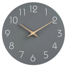 12 Inch Silent Non Ticking Wood Wall Clocks Battery Operated ,Grey