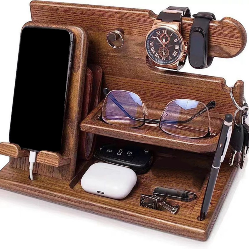 Multifunctional Wooden Telephone Extension Base Bedside Table Desktop 2