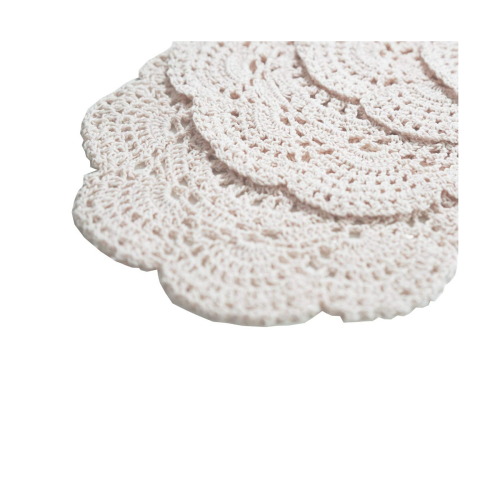 4PCS 8.6 Inch Doilies Crochet Round Lace (Beige) 2