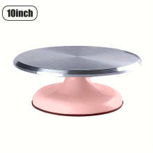 (pink 25.4cm) Premium Aluminum Alloy Cake Turntable,10" & 12" Non-Slip Decorating Stands,Durable ABS Material, Cake Decorating Supplies