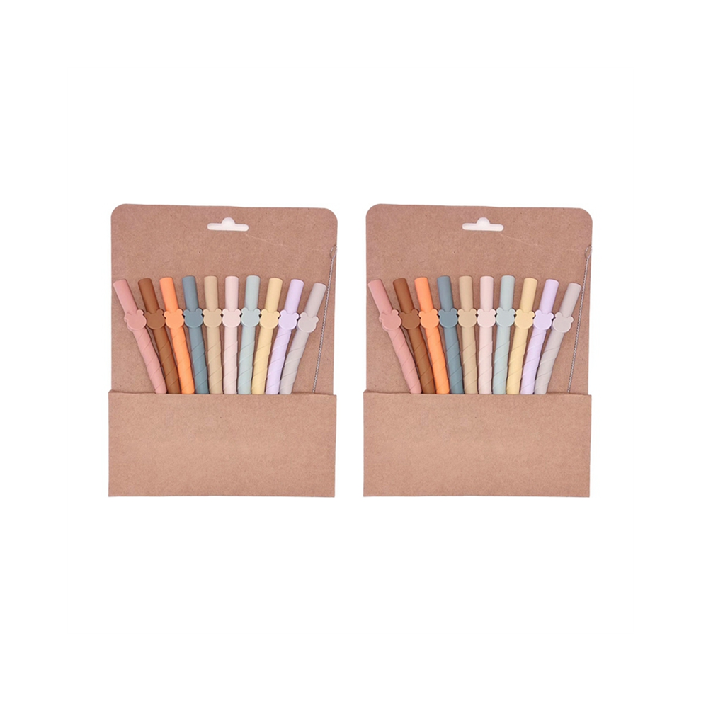 20Pcs Multicolor Silicone Straws Non-Disposable Universal B Exogio