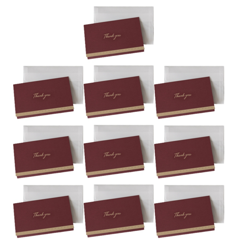 10PC Wedding Greeting Card with Envelopes,Thank You Notes Red