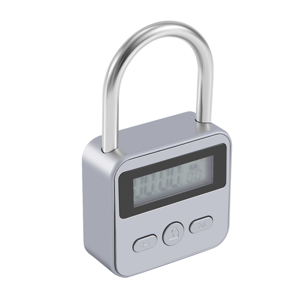 Metal Timer Lock Lcd 99 Hours Max Timing Usb Padlock,Silver 4853981287825