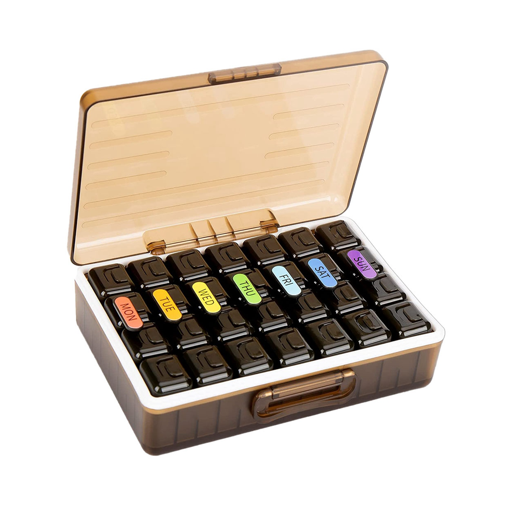 Exogio Travel Weekly Pill Organizer Contains 7 Box 4 Times A Day, Essentials