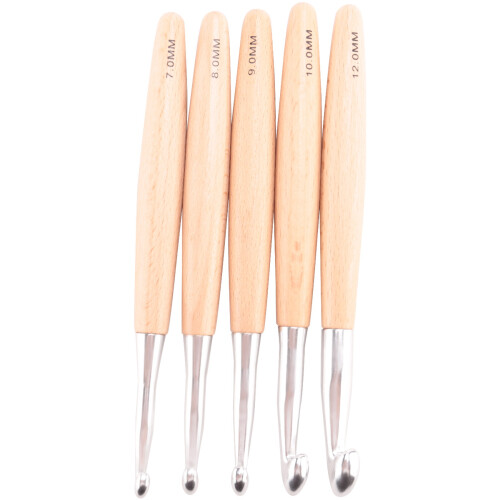 Crochet Hooks Set with Handle, for Chunky Yarn, Size 7/8/9/10/12mm 1