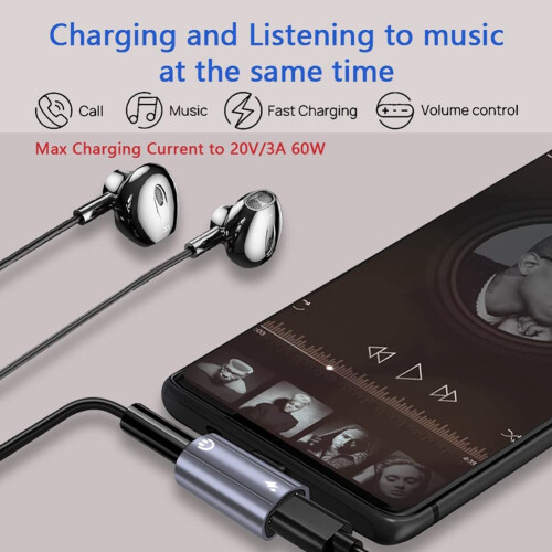 Headphone Converter Adapter,USB C To 3.5Mm Audio and Charging Adapter 1
