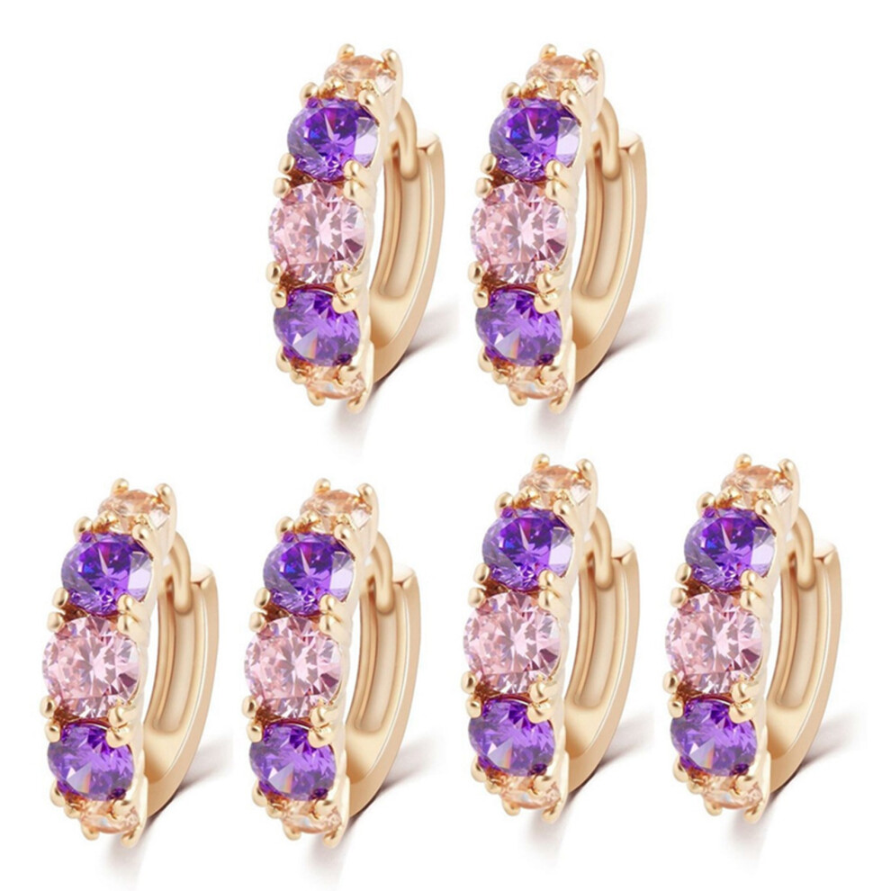 Photos - Earrings 3X New Arrival Women  Pendant Hoop  Female -Purple