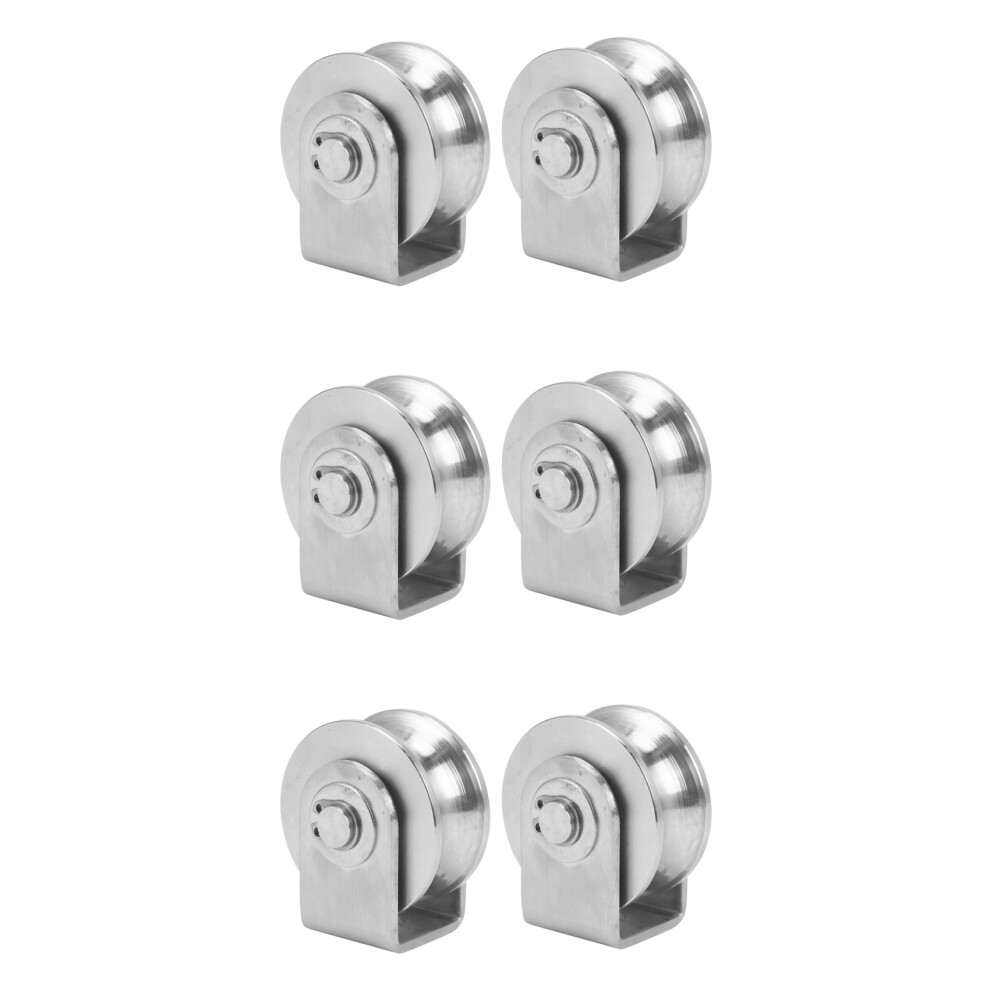 6Pcs 2 Inch Roller Wheel Bearings U Groove Pulley Wheels Detachable Heavy Duty Grooved Wheel 4853981293758