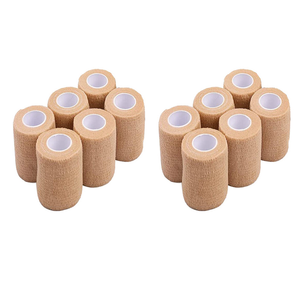 Exogio 12 Packs Self Adhesive Cohesive Bandage, 10X450cm, Self Adherent Wrap, Non Woven Bandage Wrap