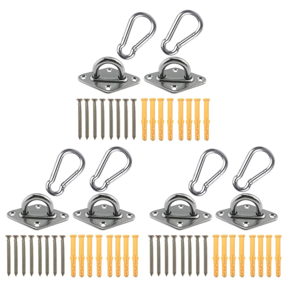 3X Heavy Duty Hammock Hanging Kit Eye Plates Ceiling Wall Mount Anchor Hooks Hanger For Hammock Swing Chair 4853981294786