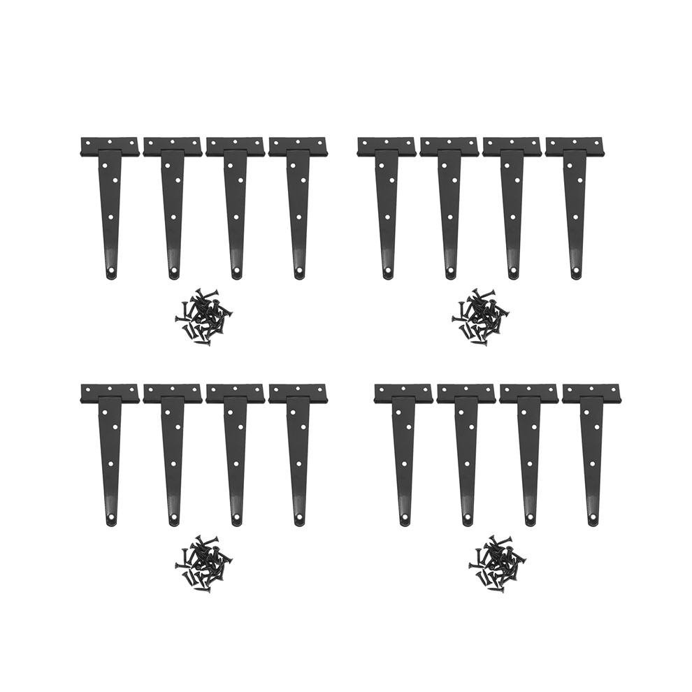 16 Pcs 6 Inch Heavy Duty Door Hinges T-Strap Tee Shed Hinge Gate Hinges For Wooden Gates Hinges (Black) 4853981202668