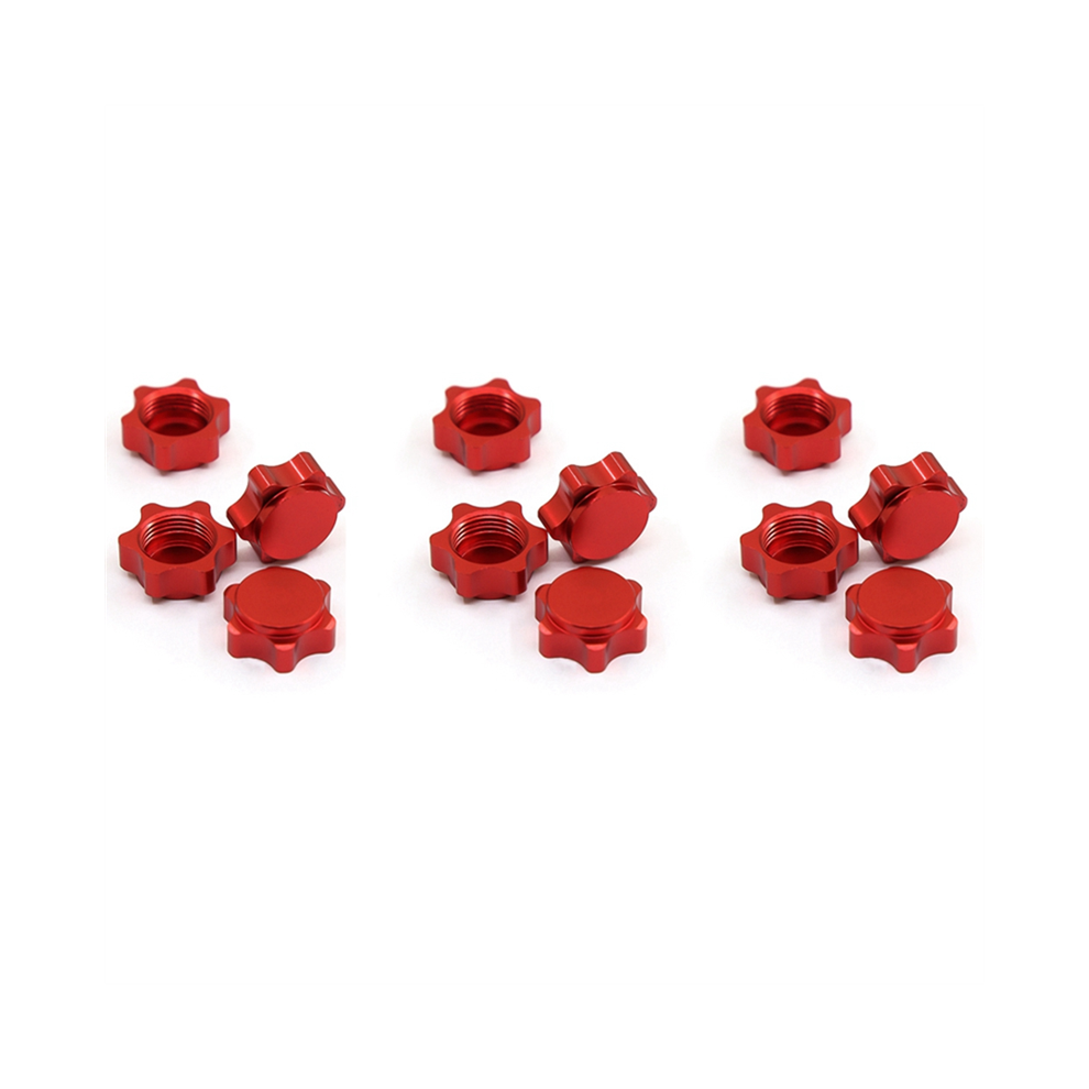 12Pcs Aluminum Wheel Hub Cover Anti-Dust Cover 17Mm Hex Nut For 1/8 Rc Car, Red 4853981204440