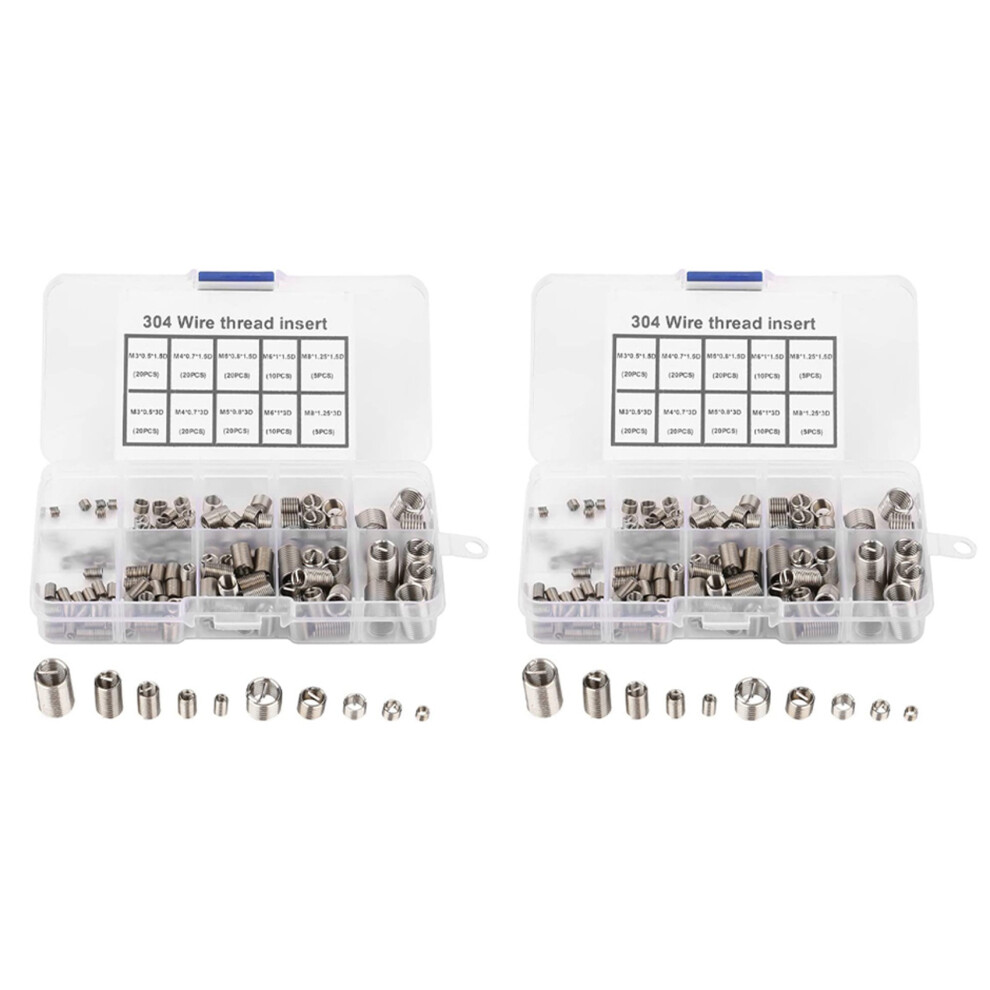 300Pcs Thread Repair Inserts M3 M5 M6 M8 Stainless Steel Heli Coil Thread Repair Insert Wire Thread Insert Assortment 4853981205775