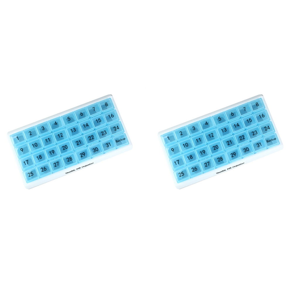 Exogio Blue 2X Monthly 31 Compartments, 1 Per Day, 4 Week Full Month 31 Day