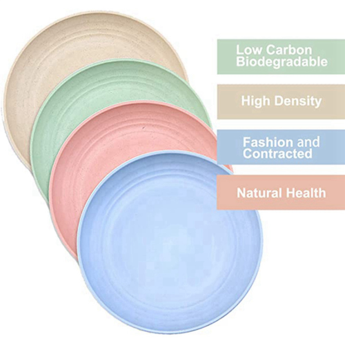 12Pcs 10 Inch Wheat Straw Deep Dinner Plates - Microwave and Dishwasher Safe, Unbreakable Sturdy Plastic 2