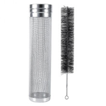 Stainless Steel 300μm Beer Filter Mesh Cylinder Brewing Hops Strainer Durable 7x29cm Includes Cleaning Brush High-Quality Home Brewing Tool for Effec