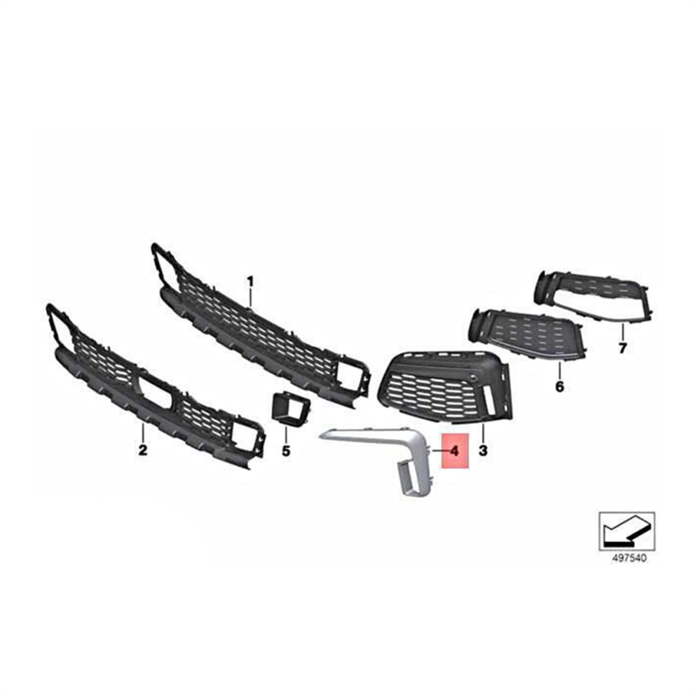 1Pair Front Bumper Fog Lamp Frame Grille Chrome Trim For G11 4853981221706