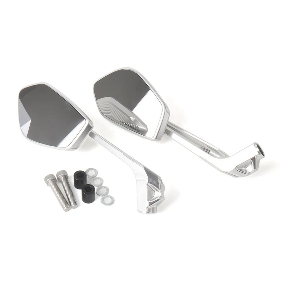Motorcycle Rearview Mirror Universal For Silver 4853981226893