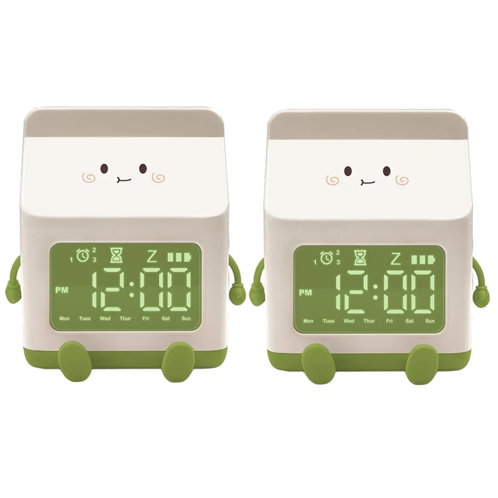Milk Carton Electronic Alarm Clock Countdown Cute Green-image-OPC-PJ26X2T-NEW