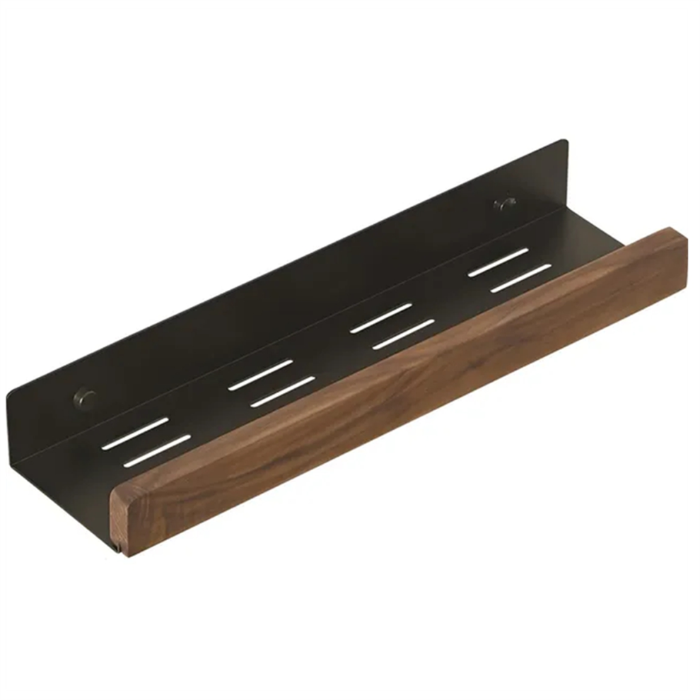 Black Walnut Wood Bathroom Storage Wall Mounted Rack, 40cm-image-OPC-PJ26YR2-NEW