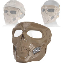 For Outdoor CS Game Cosplay Airsoft Full Face Mask Adjustable Dual Mode Paintball Mask with Safety Glasses Tactical Equipment (Brown)
