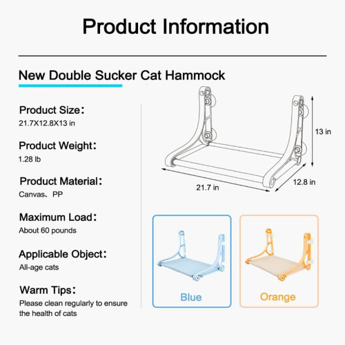 Cat Window Perch,Cat Hammock with Two Modes of Use Orange 2