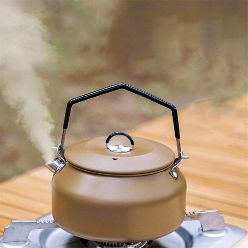 1L Portable Kettle Camping Stovetop Teapot with Folding Handle Green 2