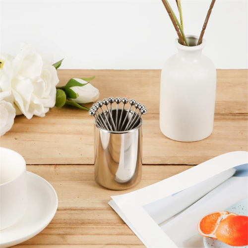 Metal Cocktail Picks Holder Set, 16 Toothpicks Reusable 2