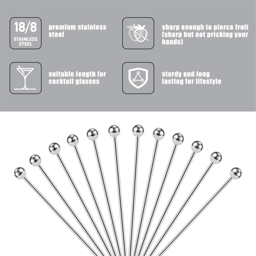 Metal Cocktail Picks Holder Set, 16 Toothpicks Reusable 1