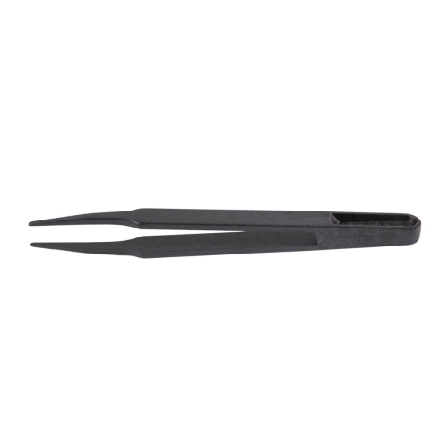 Industries Round Tip Straight Plastic Anti-Static Tweezers Black 30Pcs 2
