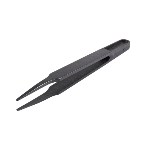 Industries Round Tip Straight Plastic Anti-Static Tweezers Black 30Pcs 1