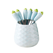 Cute Ceramic Jar Fruit fork Set 304 Stainless Steel Cake C