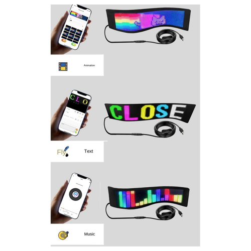 Car LED Screen Signage Flexible Display Rear Window Animation Panel,A 1