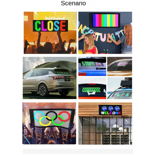 Car LED Screen Signage Flexible Display Rear Window Animation Panel,B
