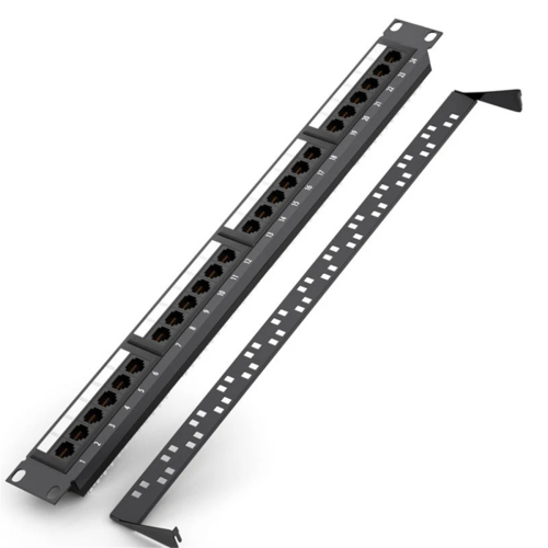 24 Ports CAT6 UTP RJ45 Patch Panel 19In 1U Cable Frame Faceplate Rack