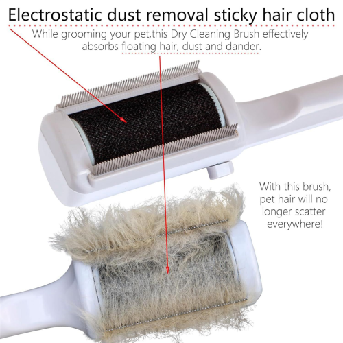 Pet Dry Cleaning Brush for Short or Long Haired Cats, White 2