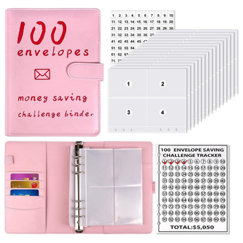 Budgeting Binder Budget Book Cash Saving Challenge Box Kit (Pink) 1