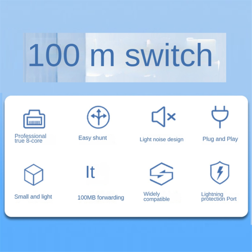 Network Switch Mini 8Ports Ethernet Smart 100Mbps, EU Plug 1