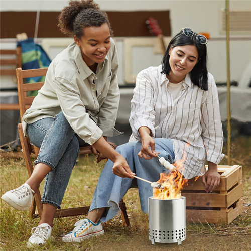 2Pcs Portable Tabletop Fire Pit with Stand - Smokeless Small Firepit