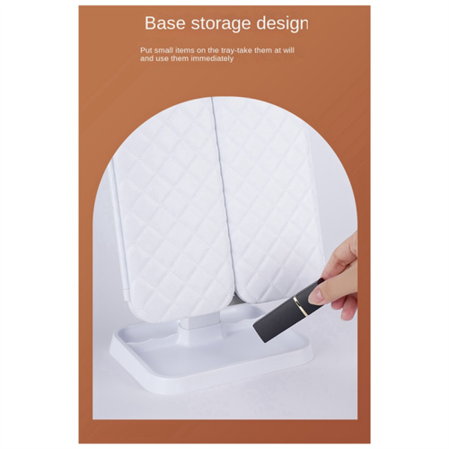 Tri-Fold Makeup Mirror LED Light Dormitory Black 2